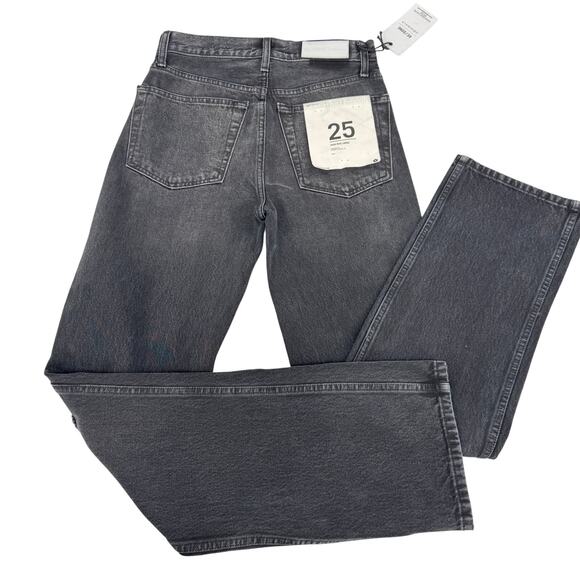RE/DONE High Rise Straight Loose Rigid Distressed Jeans Black Size 25 NEW - Picture 5 of 16